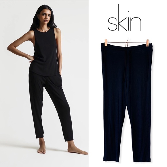 Skin Pants - Skin ribbed high waisted crop ankle lounge pants 2